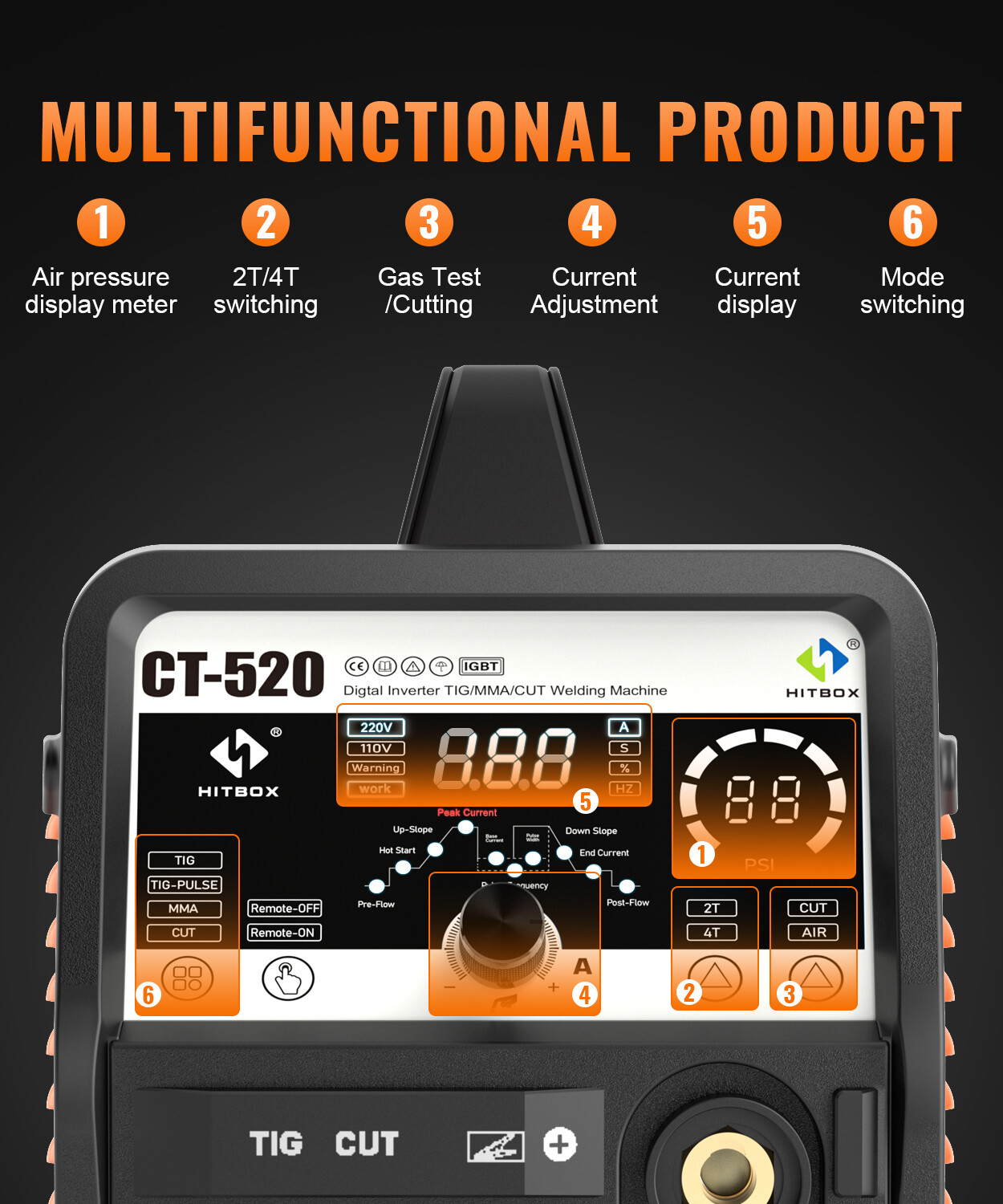 50A 20mm Non-touch Air Plasma Cutter 200A TIG/MMA/Pulse TIG Welder & foot pedal