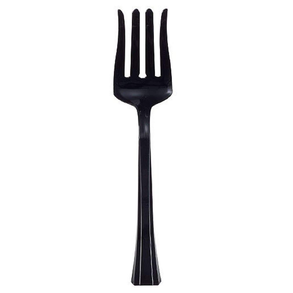 12" Black heavy weight plastic serving fork: 2 Pack