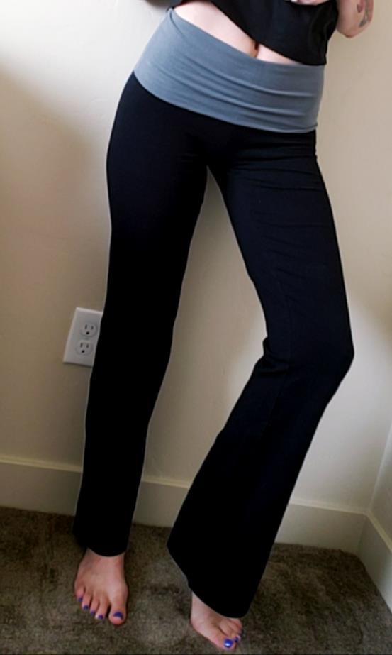 New Yoga Pants Womens Athletic Foldover Stretch Gym Casual Comfy Lounge S-M-L