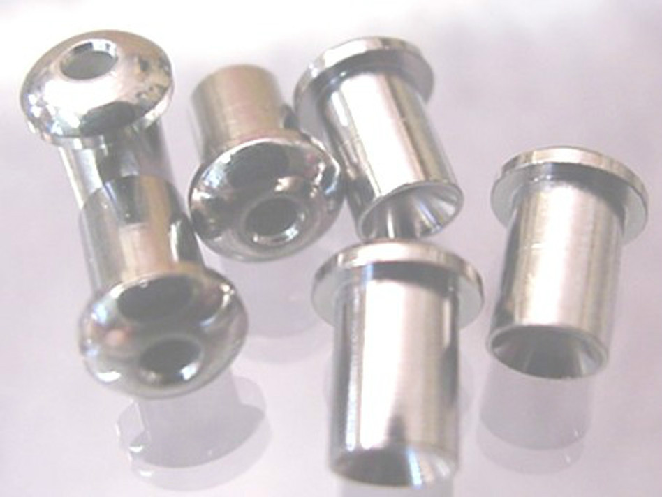 6 SMALL CHROME STRING FERRULES OR BUSHINGS FOR GUITAR