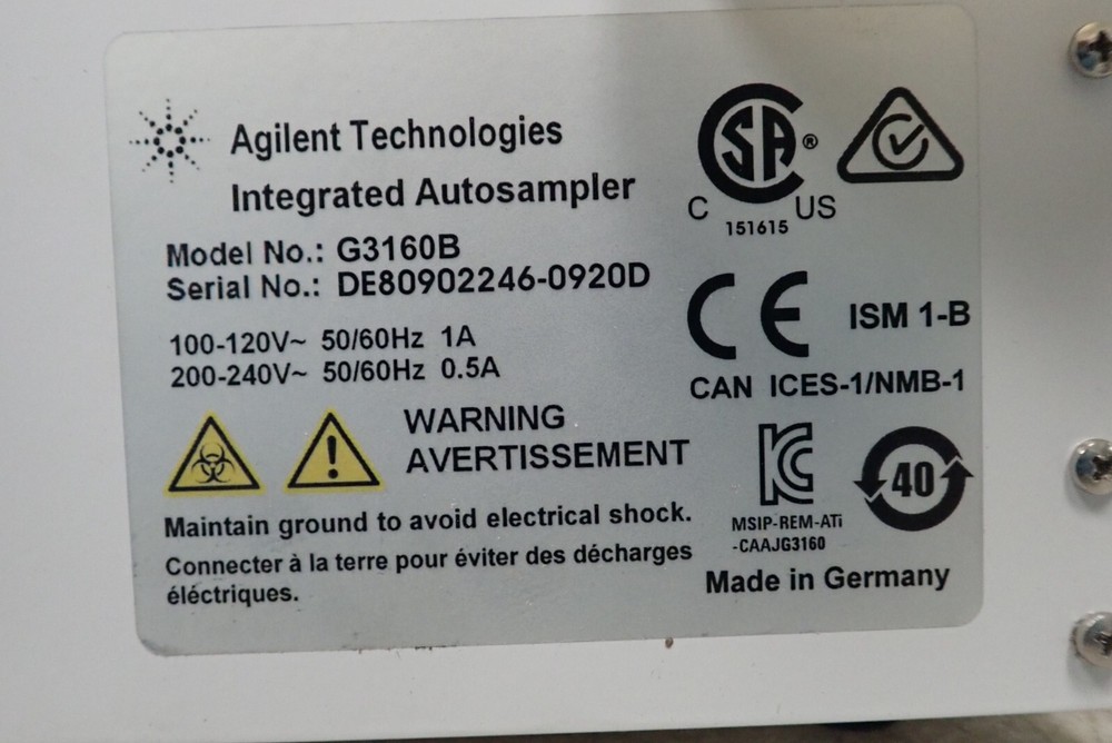 Agilent Technologies Model G3160B Integrated Autosampler
