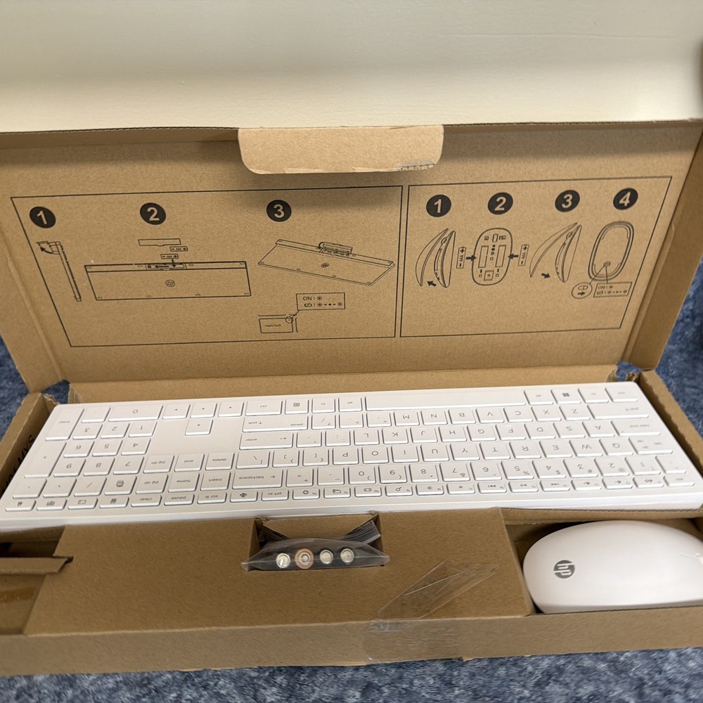 HP 710 White Wireless Keyboard Mouse Combo New