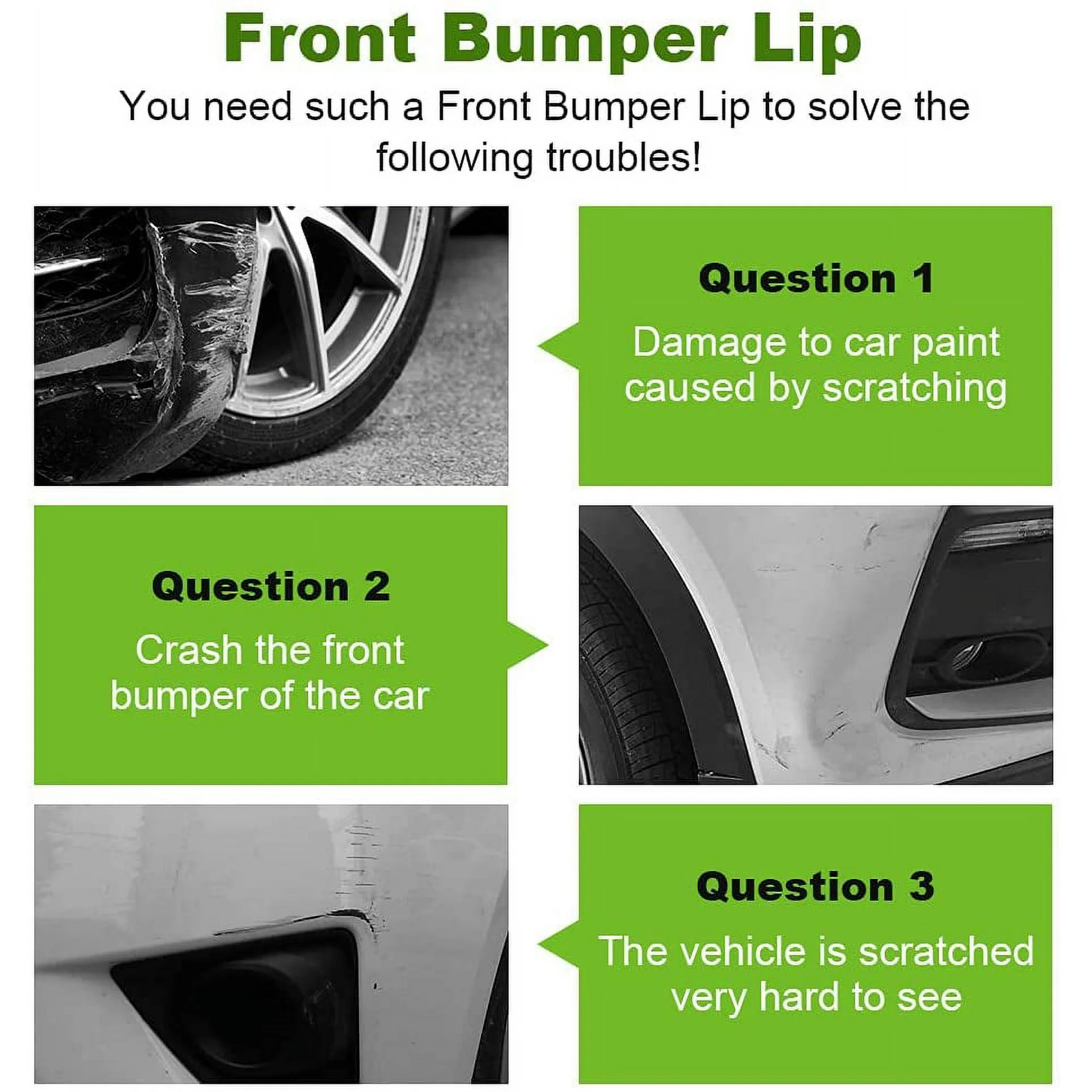 Glossy Black Front Bumper Splitter Spoiler Lip For 2016-2021 Honda Civic 3PCS