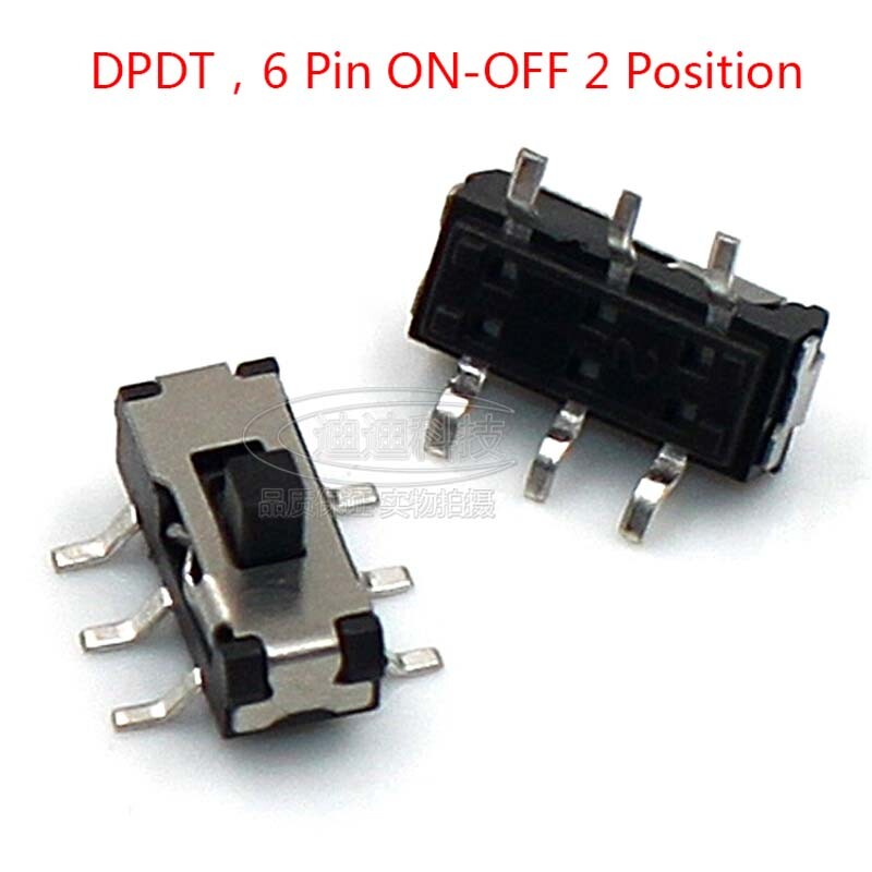 Micro Slide Switch DPDT 2P2T 6 Pin ON-OFF 2 Position DVD Panel Mount SMD Switch