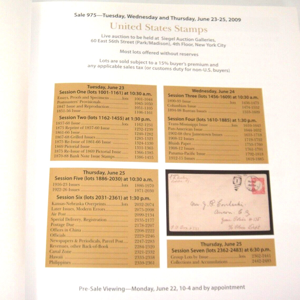 Siegel Auction Catalog 2009 Provisionals Essays Offices in China Canal Zone
