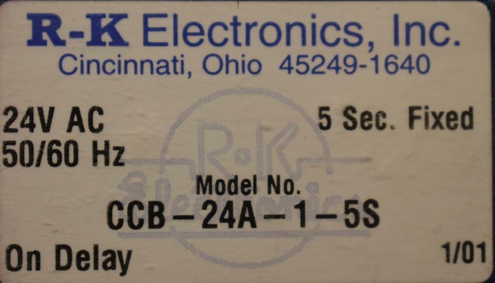 R-K Electronics CCB-24A-1-5S On Delay Timer ++ NEW ++