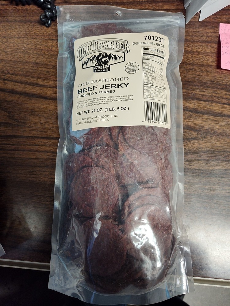 Old Trapper BEEF JERKY ROUNDS 80 count bulk Refill- 1.3 Pounds-"Double Eagle"