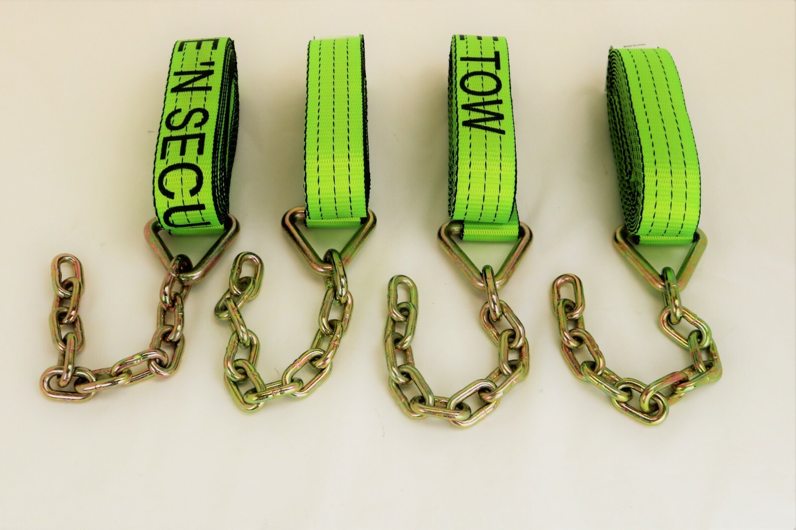 4 Pack of 2" x 14' Hi-VIZ TECNIC Webbing Straps with 5/16" x 12" G70 Chain Tails