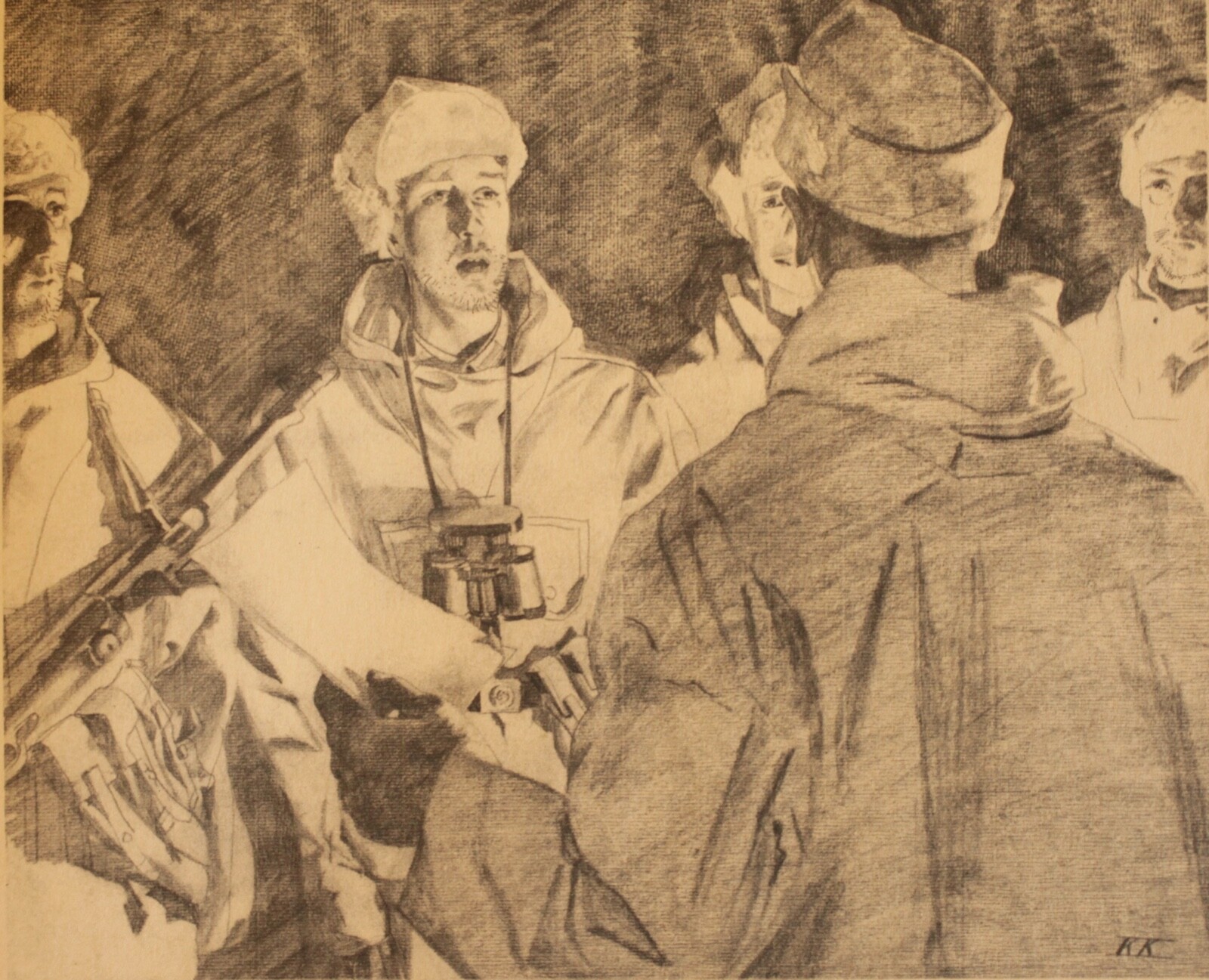 Everyday Winter Life in the Forest of Lapland-WW2-Great Drawings-Wehrmacht '44