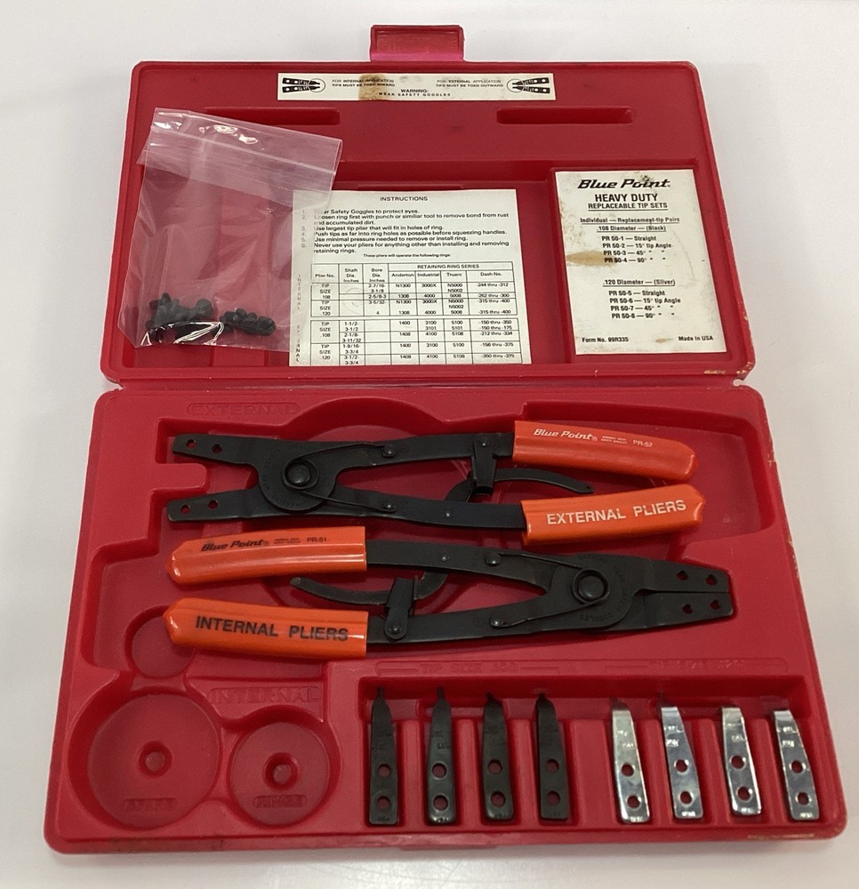 Blue Point PR-50A Heavy Duty Replaceable Tip Pliers Set - Complete (21426)