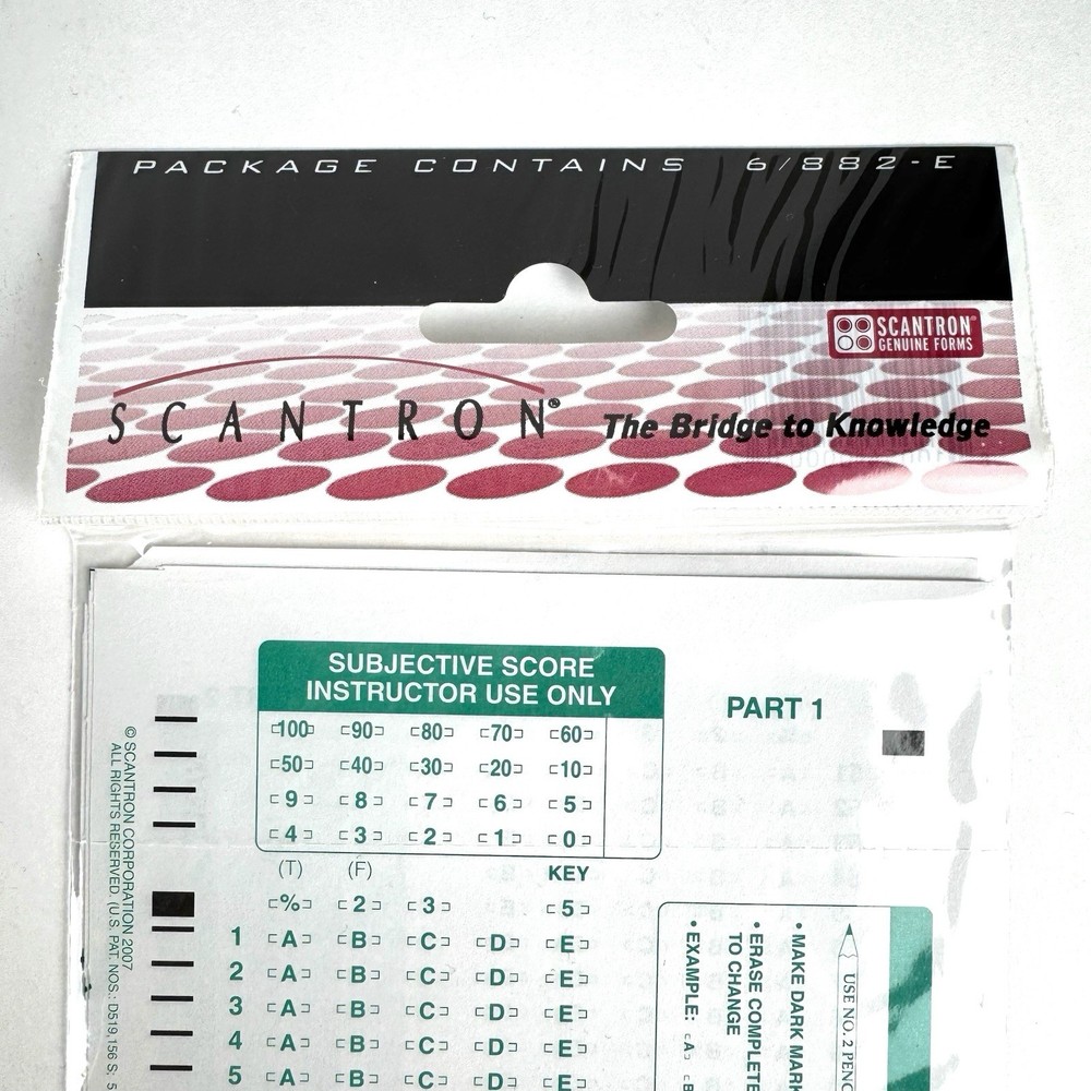 - 882-E Scantron Compatible Testing Sheet (6 Sheet Pack)
