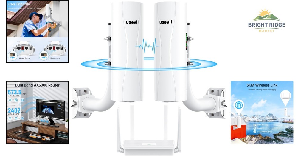 Point-to-Point Wireless Bridge System with Adjustable Brackets and 5KM Range