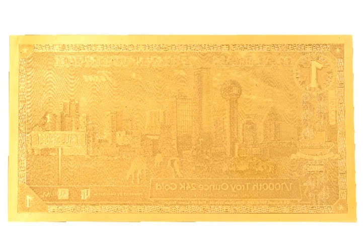 1 DALLAS FORT WORTH Goldback Aurum Gold Foil Note 1/1000 oz 24kt .999 Fine GOLD