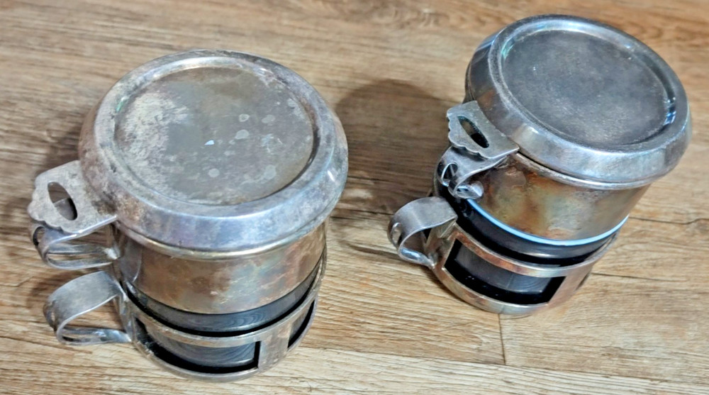 Wiskemann Coffee Tea Maker Silver Plate Drip Pour Over Strainer Ceramic Mug Set