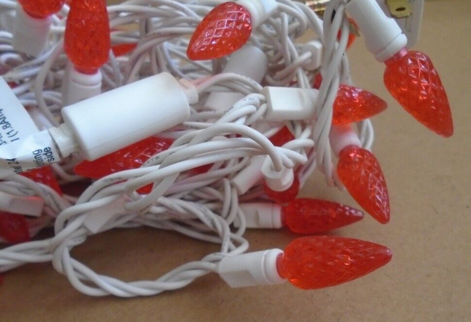 VICKERMAN Commercial Grade C6 String Light Set 50 LED Orange Light White Wire