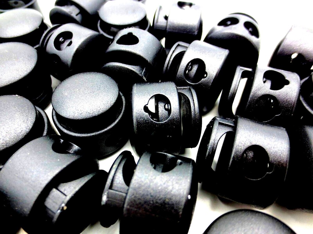 Draw String 2 Hole Slide Lock Spring Loaded PREMIUM for 7/32" Thick Cord Hat Bag