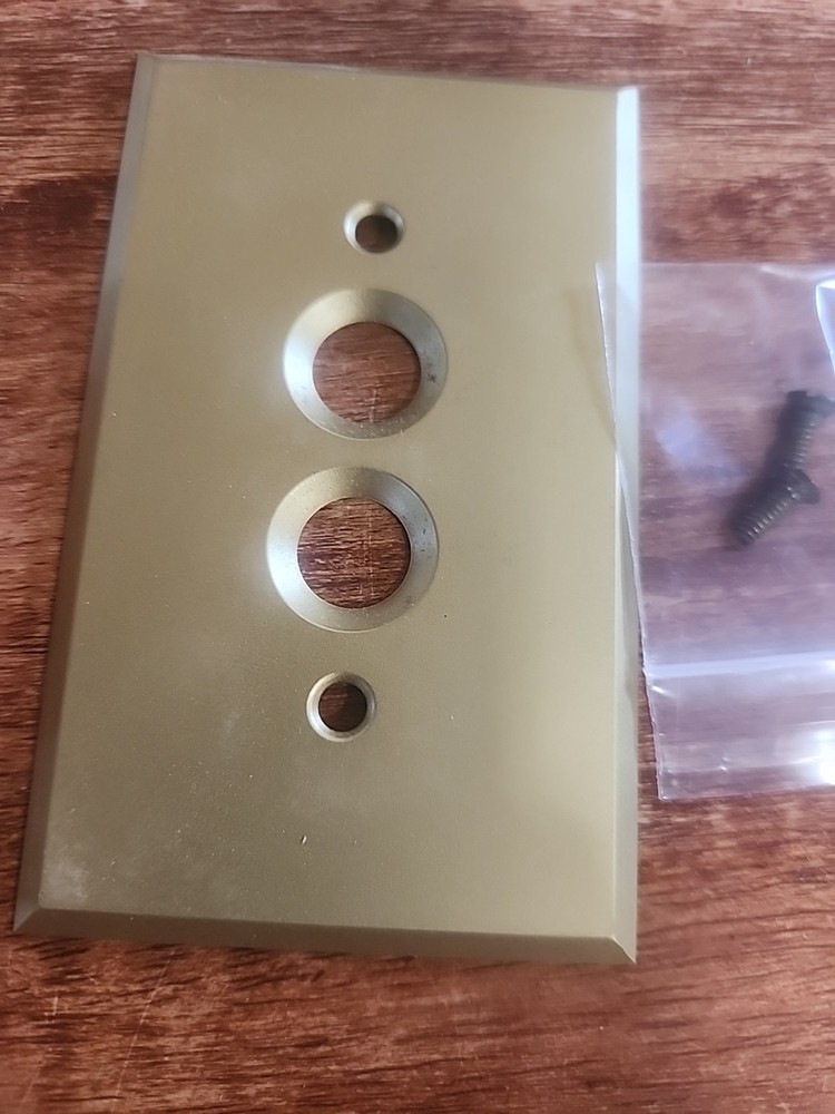 2 Vintage Perma Flush Plate Brass push button wall switch plate