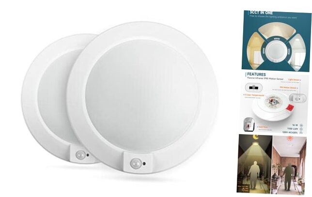PIR Motion Sensor Ceiling Light, 3CCT Selectable Occupancy Light with Time 2