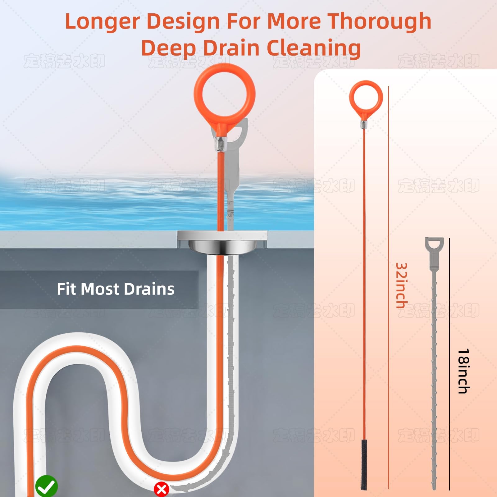 4 Pack 32 Inch Snake Hair Drain Clog Remover Long Flexible Augers Tools