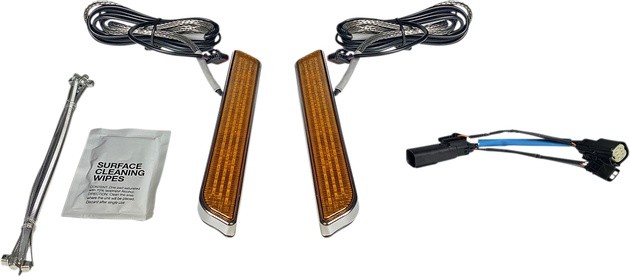 Custom Dynamics LED Fork Lights Chrome Amber #CD-FORK-SS6-AC Harley Davidson