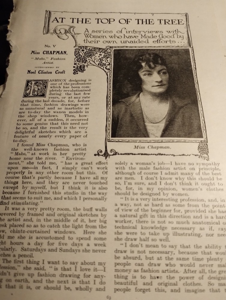 A2v  Ephemera 1920s Article Miss Chapman