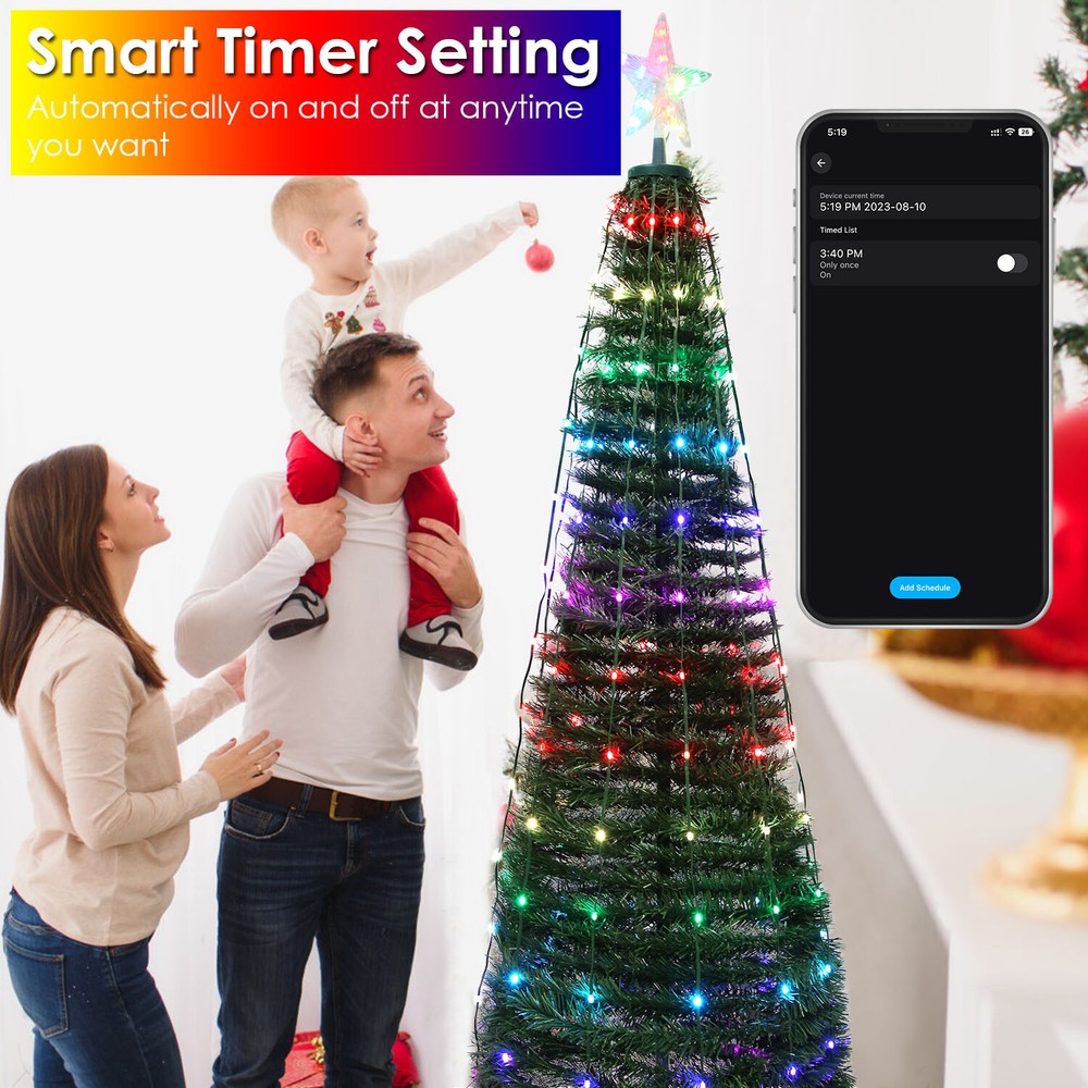 4.9/5.9FT Remote Artificial Christmas Tree w/ Multicolor LED Lights App Control