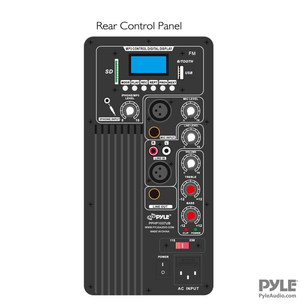 Pyle 10'' Powered 2-Way Speaker MP3 USB SD Input + Bluetooth & Record