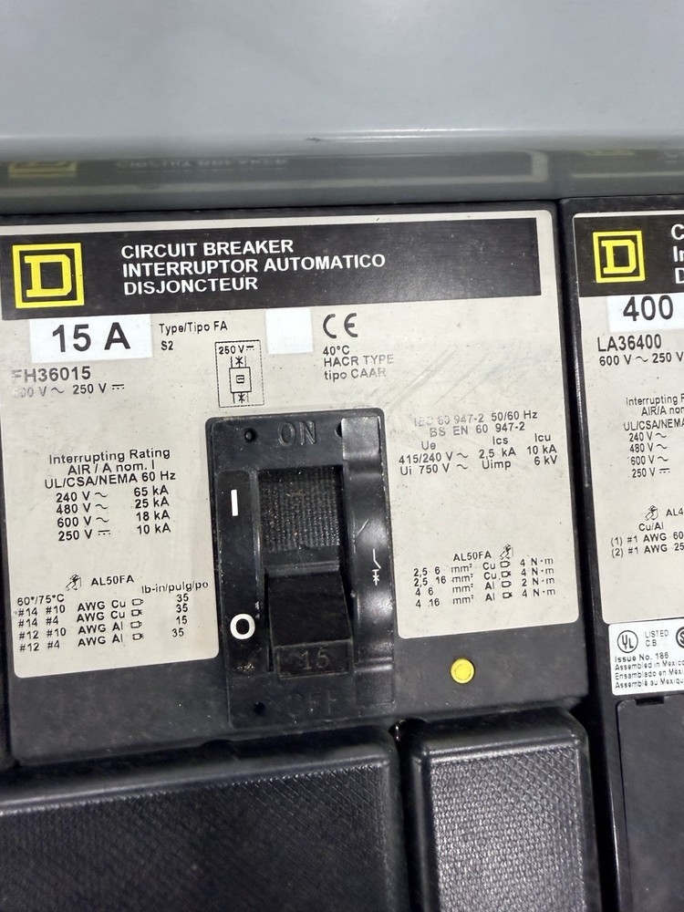 Square D I-Line Panelboard 400A 480V 3PH w/ Main Breaker + Multiple Breakers