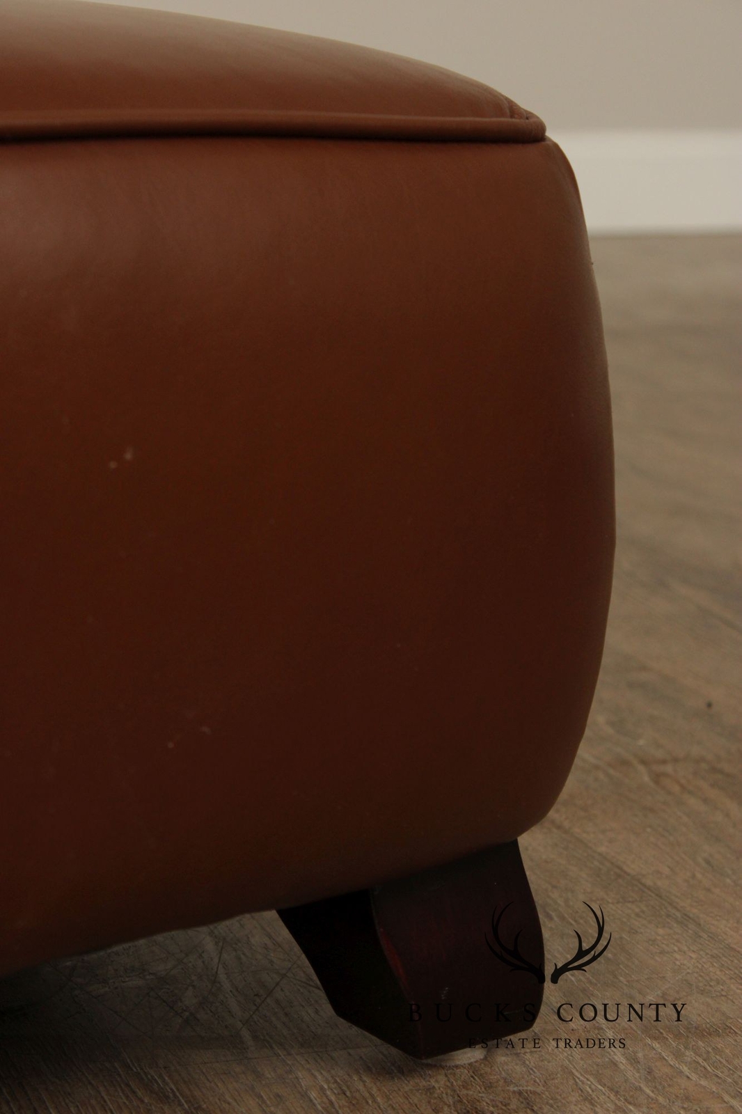 Precedent Traditional Pair of Leather Ottomans