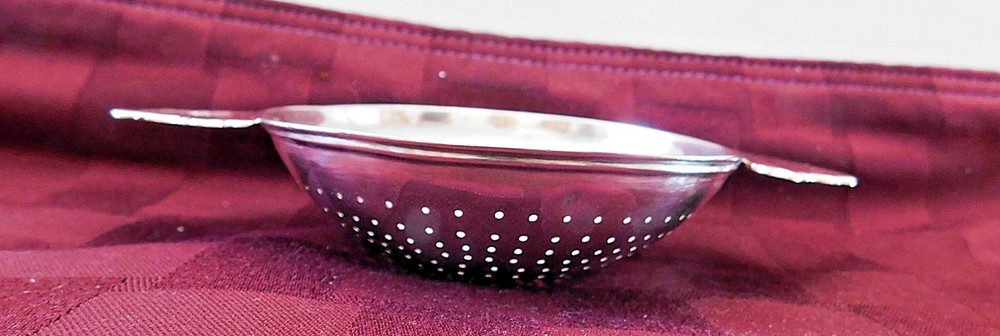 Antique Silver Lemon Tea Strainer Eagle Crest and Touch Marks