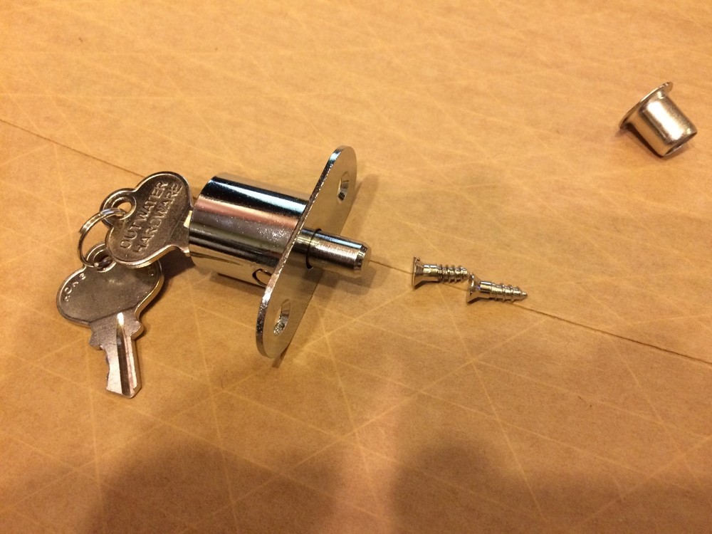 Solid Brass Keyed Different Push Lock Chrome Plated Drawers or Sliding Doors NIB