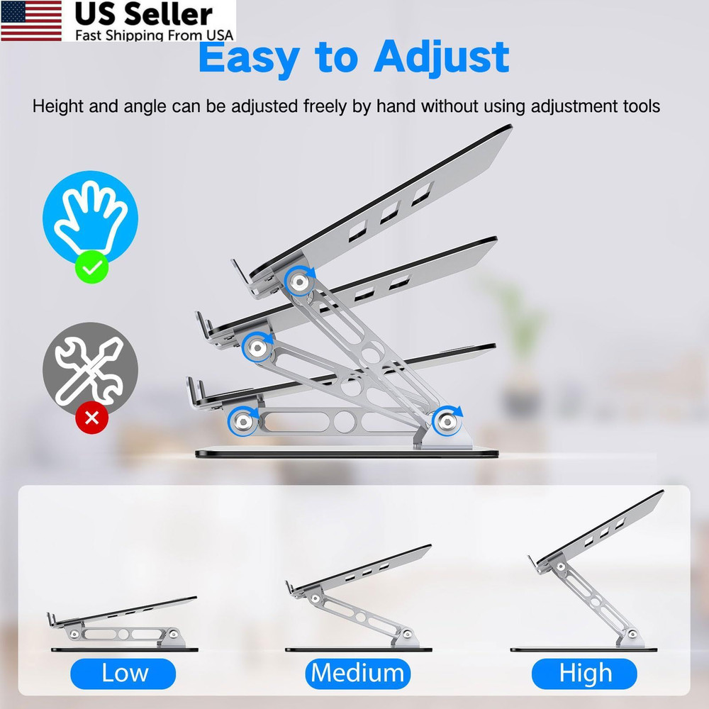 Gogoonike Laptop Stand for Desk, Adjustable Riser, Metal Foldable...