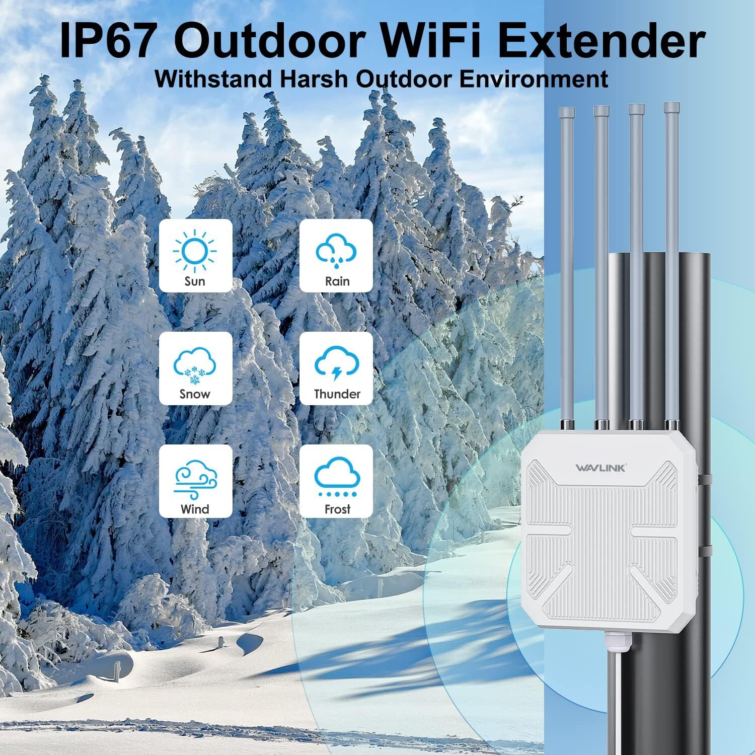 WiFi 6 Internet Signal Booster Outdoor AX3000 Long Range WiFi Extender AX1800
