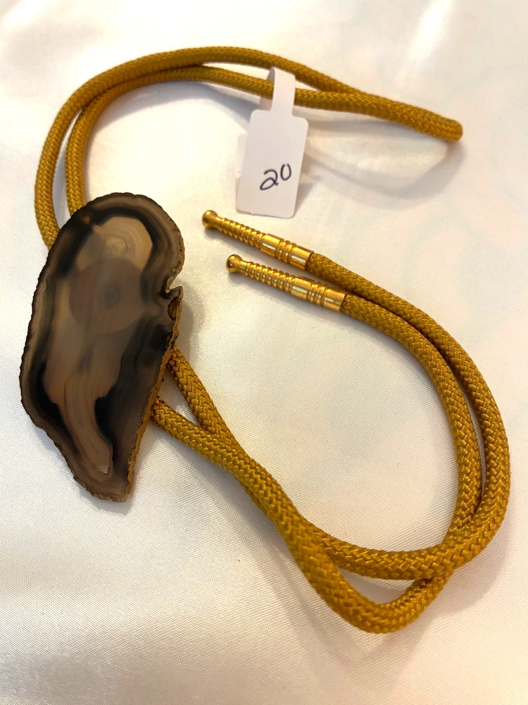 Men's Bolo Tie. Agate Slice. EUC B-20