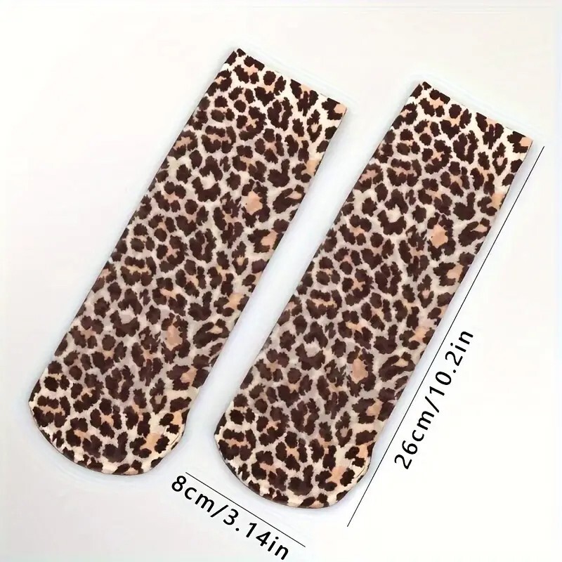 Leopard Print Animal Pattern Thin & Lightweight Socks (One Size)