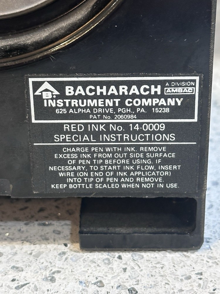 Bacharach Tempscribe Temperature Chart Recorder 14-7030 7 Day Movement Untested