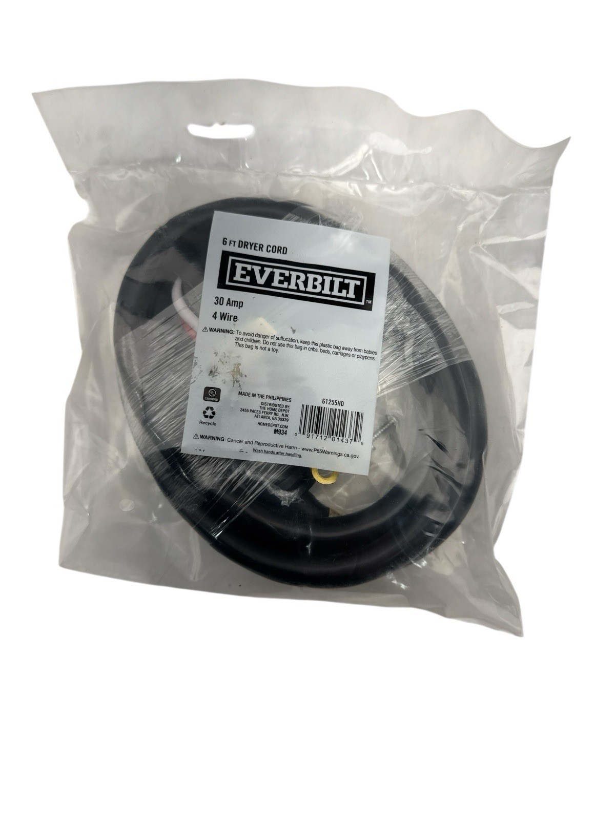 6 Ft 4 Prong 30 Amp Dryer Cord Range Cord 61255HD 12 Pack Everbilt New