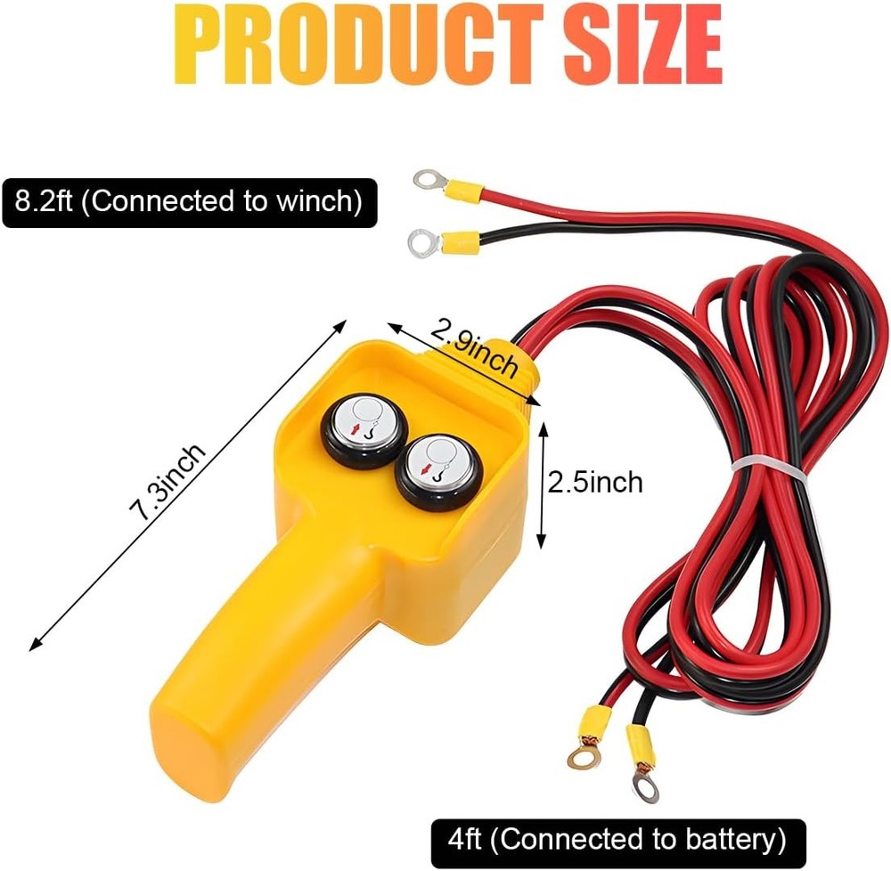 Winch Controller, Push Button Remote,Pulls 1500lbs to 5000lbs,12V Electric Winch