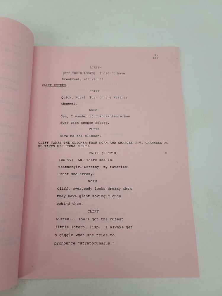 CHEERS / Cheri Eichen 1991 TV Script, Robert Machray "Cheers Has Chili"