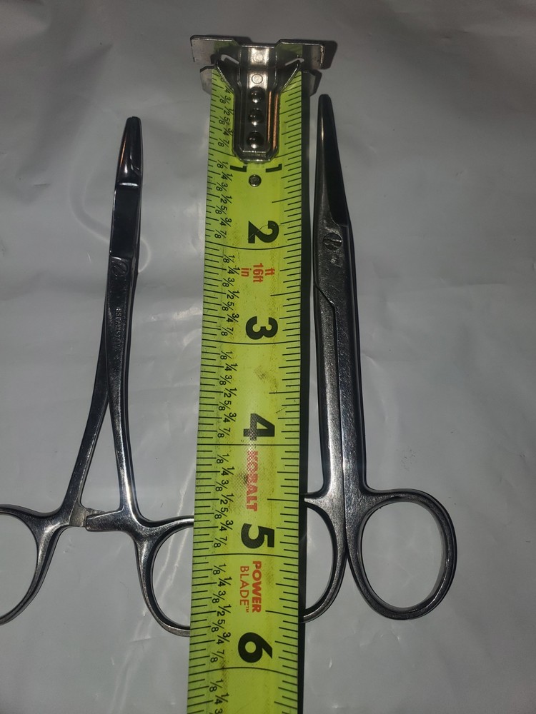 2 Pcs Surgical Instruments 5. 5" Serated forceps and 5.75"scissors