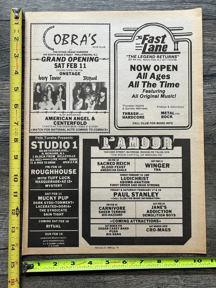 KISS Concert Ad Advert PAUL STANLEY Solo Tour 1989 L'Amour NY Vintage Kiss A