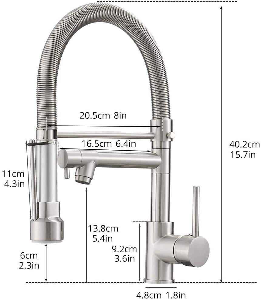 Commercial Style Kitchen Faucet with Pull Down Sprayer