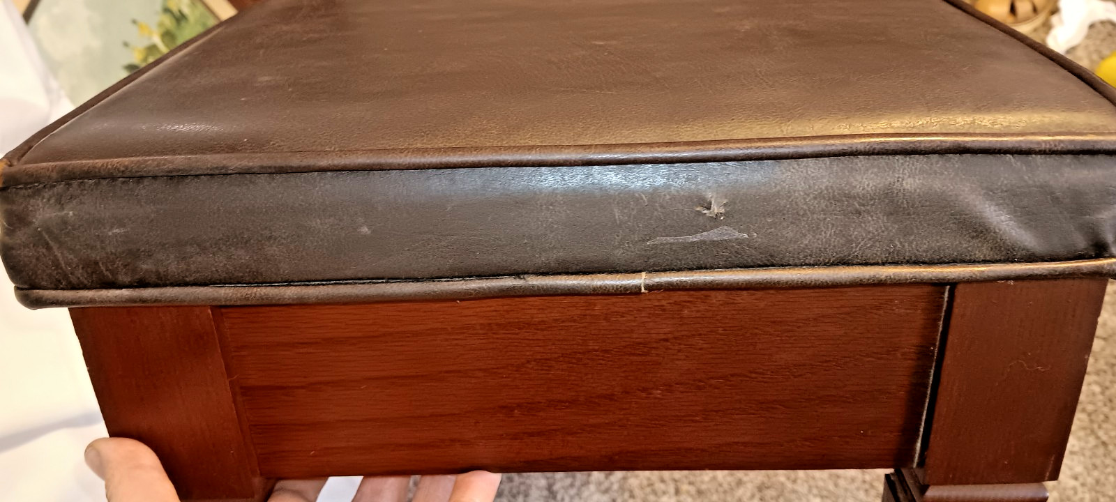 Vintage 1960s Mid Century Modern Piano Organ Bench with Padded flip top Storage