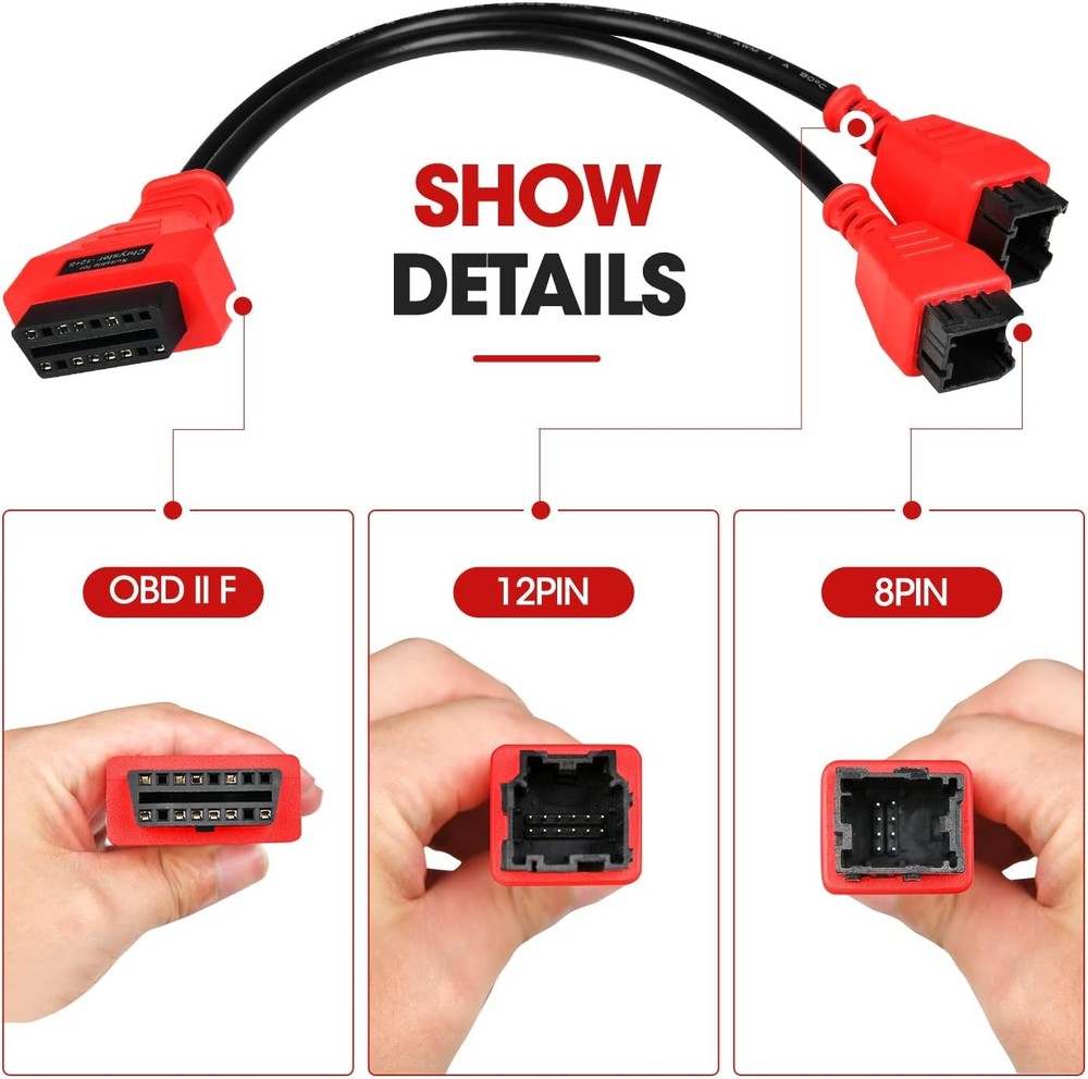 Autel Original OBD2 Adapter for Chrysler 12+8 Programming Cable Black
