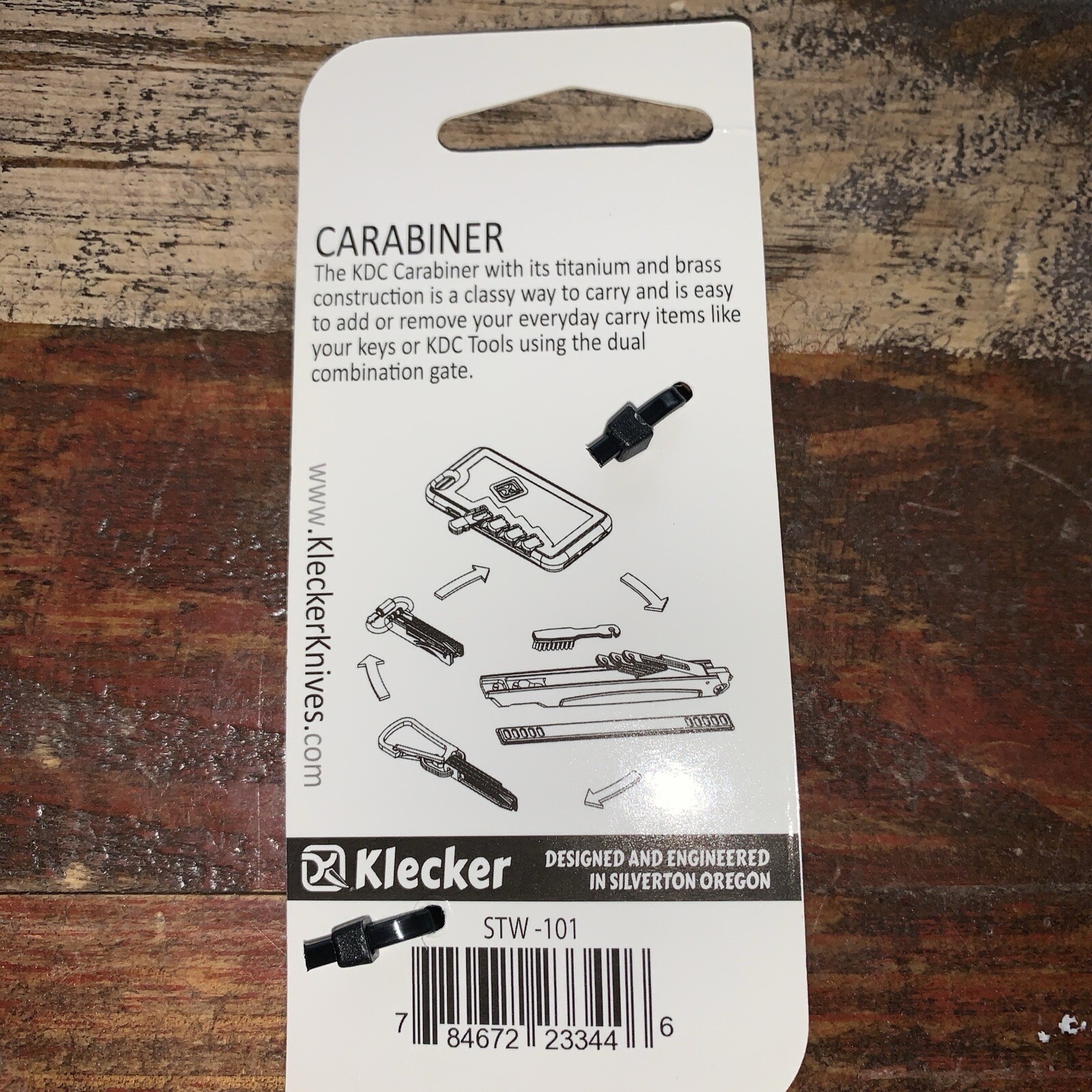 Klecker Carry Tool STW-101 Stowaway Gold Brass/Titanium Carabiner 1.4 Dia. in.