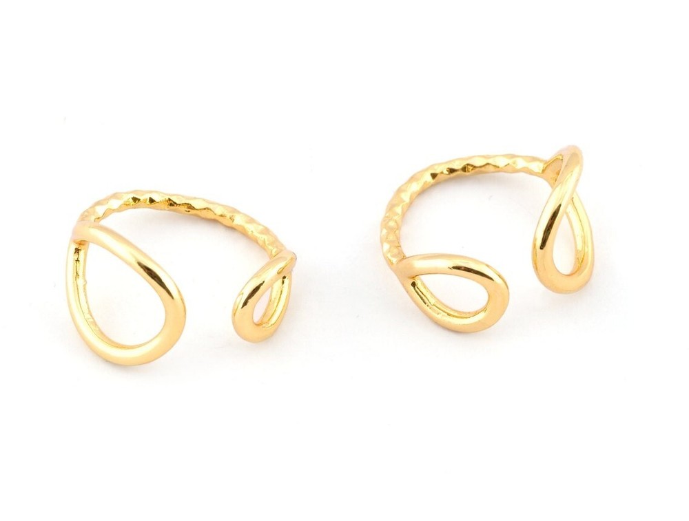 Drop Circles Frames Adjustable Ring Shiny Gold Plated Brass 5-8US size 4350
