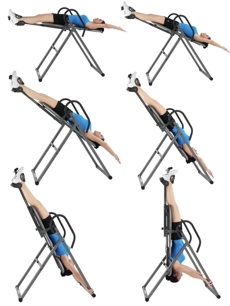 Innova Adjustable Foldable Inversion Table Black Blue for Back Therapy