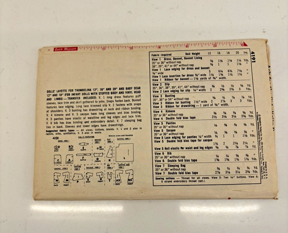 Vintage Simplicity Doll Patterns #2254, 4191, 5419