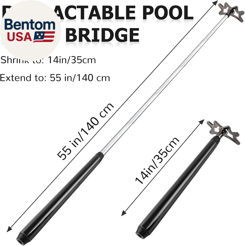 Retractable Pool Bridge Stick - Billiards Accessories Cue Bridge with Removable