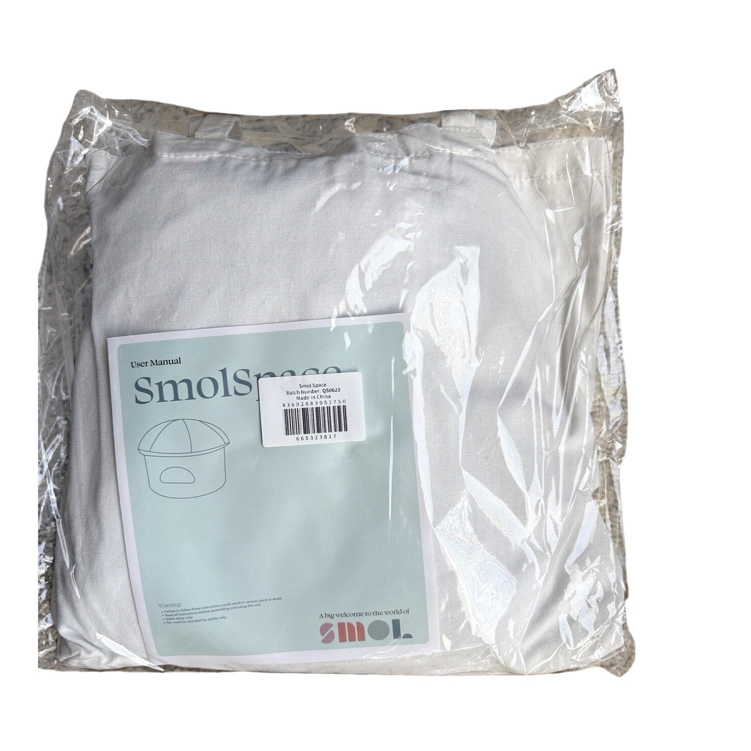 SMOL Air Fort Inflatable Mushroom Tent Kids Play Fort Beige Polka Dot NEW Sealed